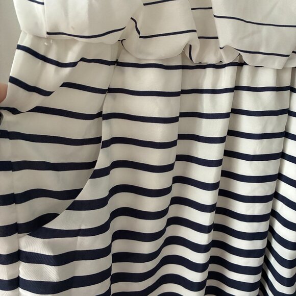 Women's Knee Length Blue and White Striped Dress - Picture 2 of 4